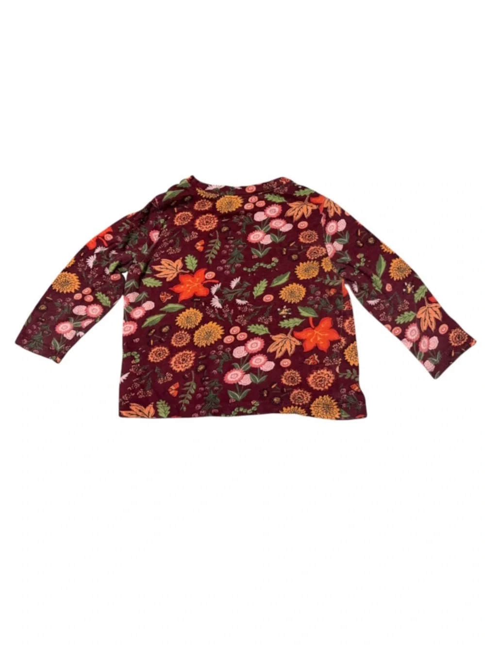 GAP Girls' Burgundy Floral Long-Sleeve Tee